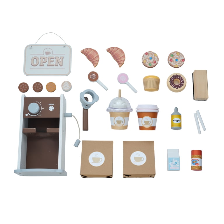 Teamson Kids Wooden Pretend Play Coffee Stand, Interactive