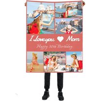 Personalised Blanket Custom Blanket with Collage Photos Text, Custom Soft Flannel Blanket for Family Friends Kids Couple, Personalized Gifts for Christmas Xmas New Year Birthday Wedding Anniversary