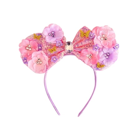 Mirabel Isabela Mouse Ears Bow Headband Minnie Ear Headband Cosplay Halloween Costume Glitter Princess Dress Up