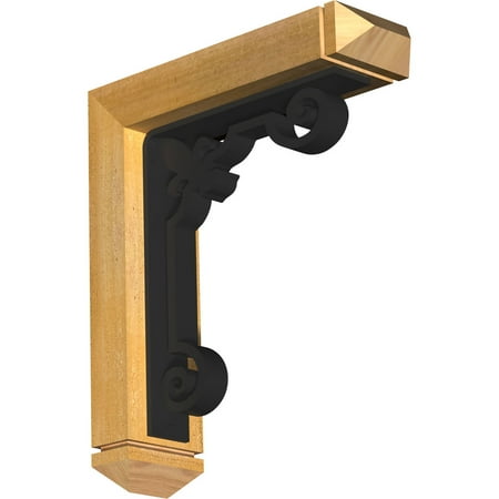 

4 W x 14 D x 16 H Fleur De Lis Arts & Crafts Ironcrest Rough Sawn Bracket Western Red Cedar (2 W x 10 D x 12 H Iron Bracket)