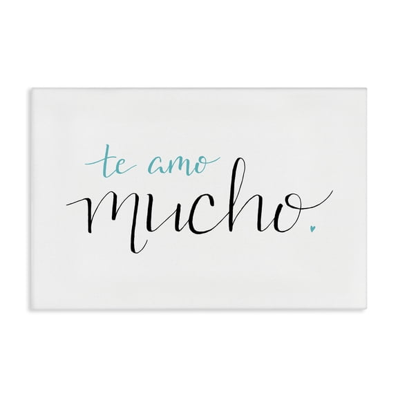 Stupell Industries Te Amo Mucho Turquesa Inspirational Quotes & Sayings Painting Wrapped Canvas Art Print Wall Art, 24 x 16