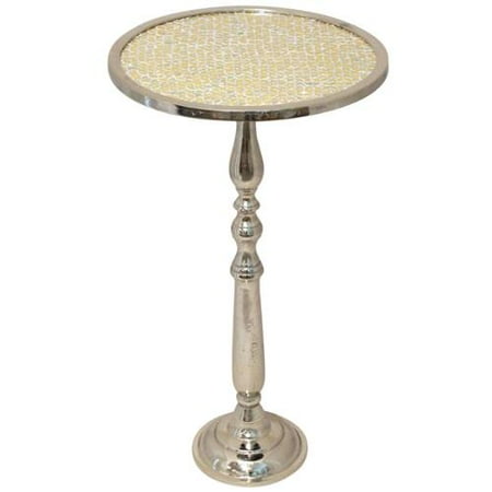 Emmal Mosaic 30 Inch Silver Round Side Accent Table Emmal Mosaic 30 Inch Silver Round Side Accent Table