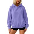 thumbnail image 5 of Garbnen Hoodies for Women Oversized Long Sleeve Women Sweatshirt Soft Fall Winter Loose Fit Casual Fashion Pullover Shirts for Women with Pocket Purple XL, 5 of 5