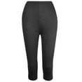thumbnail image 4 of Capri Leggings for Women Solid Color Stretchy High Waisted Two Piece Yoga Pants Cozy Soft Tights Tummy Control Activities Trousers Black L, 4 of 4