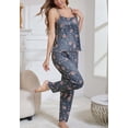 thumbnail image 6 of Women's 3 Piece Floral Print Pajama Set with Robe - Soft Polyester All Seasons Loungewear for Ladies, 6 of 12