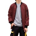 thumbnail image 3 of Boys Casual Lightweight Bomber Jackets Zipper Up Windproof Coat for Fall Winter Spring Outdoor Wearing (Wine), 3 of 9