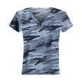 thumbnail image 4 of Womens Summer Tops Casual Leopard Print Camo Print V Neck Short Sleeve Lightweight Blue Womens T Shirts M, 4 of 4
