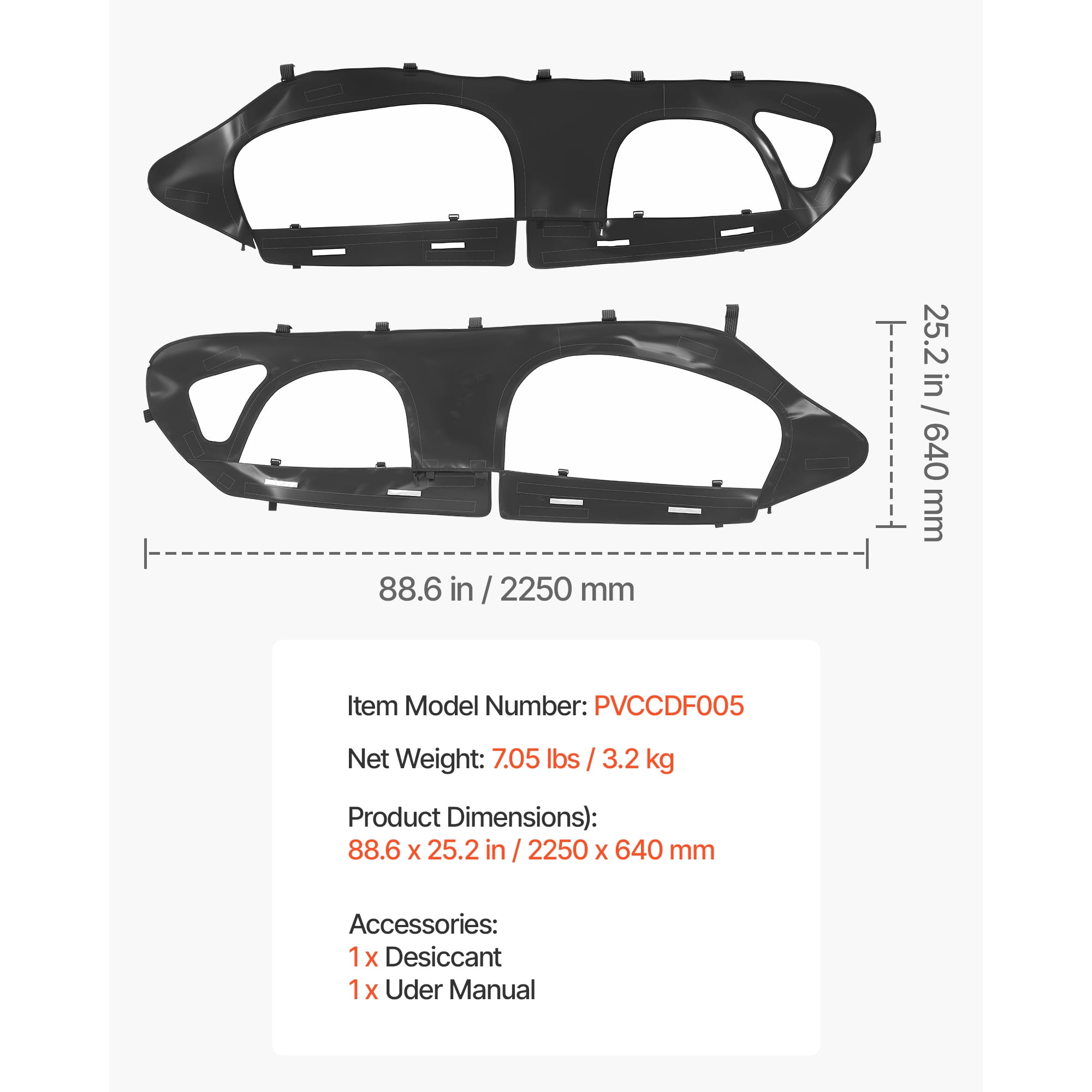 KFFKFF PVCCDF005 Cab Enclosure Upper Doors For Can-Am Maverick X3 MAX 4-Seater 2017-2024, Windproof Zipper UTV Side Window Kit