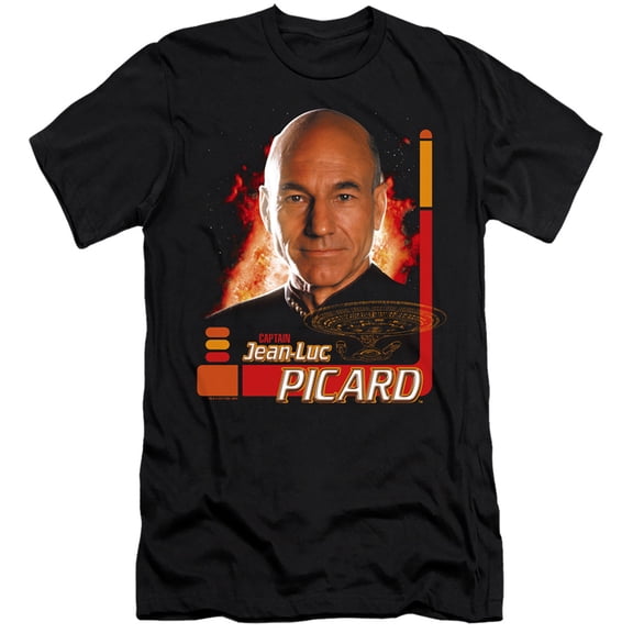 Star Trek Captain Picard Premium Canvas Adult Slim Fit 30/1 T-Shirt Black