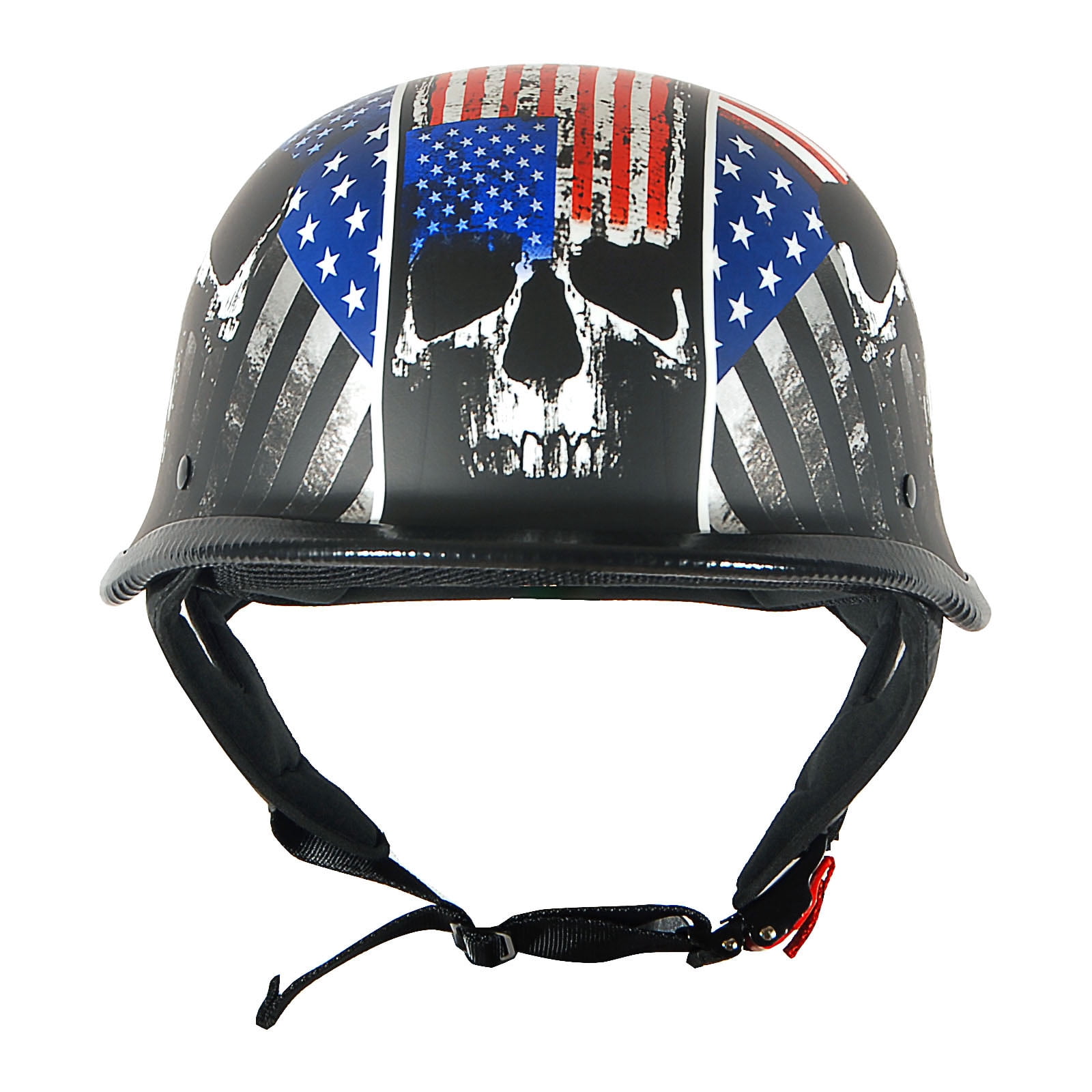 1Storm Novelty Motorcycle Half Face Helmet German Style DOT Approved: HKY602 Flag Skull