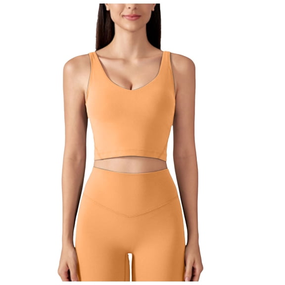 Leey-World Bras For Women Womens Sports Bras for Women Light Support Padded Workout Bras for Women Supportive Seamless Women's Wireless Yoga Bra Yellow,M