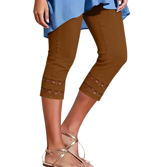 Yutgune Skinny Capri Pants for Women Plus Size Stretch Yoga Leggings Casual Workout Pants with Pockets
