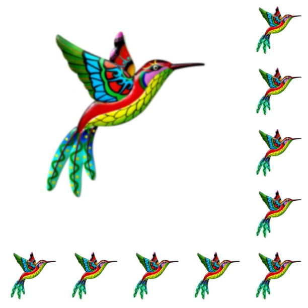 Colgante de pared Bearachild colibrí de hierro forjado decoración Universal para el hogar Amarillo 10Conjunto
