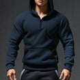 thumbnail image 2 of SGFCWSX Mens 1/4 Zip Pullover Fleece Hoodie Men with Pocket Athletic Warm Hooded Sweatshirt Navy Size S, 2 of 9