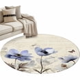 thumbnail image 2 of Area Rug 36in, Retro Blossom Blue Purple Floral Floor Carpet Living Room Rug, Flower on Postcard Texture Non-Slip Welcome Mat Indoor Rugs for Bedroom Dining Room, 2 of 9