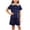Navy, variant on SOOMLON Back to School Outfits for Girls Knitted Collar Button up Shirts Shorts with Pockets 2 Piece Matching Set 1-10y