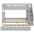 thumbnail image 6 of EUROCO Full over Full Bunk Bed with Twin Trundle Bed and Storage Shelves for Kids, Three Beds with Storage for Kids Teens Adults, Gray, 6 of 14