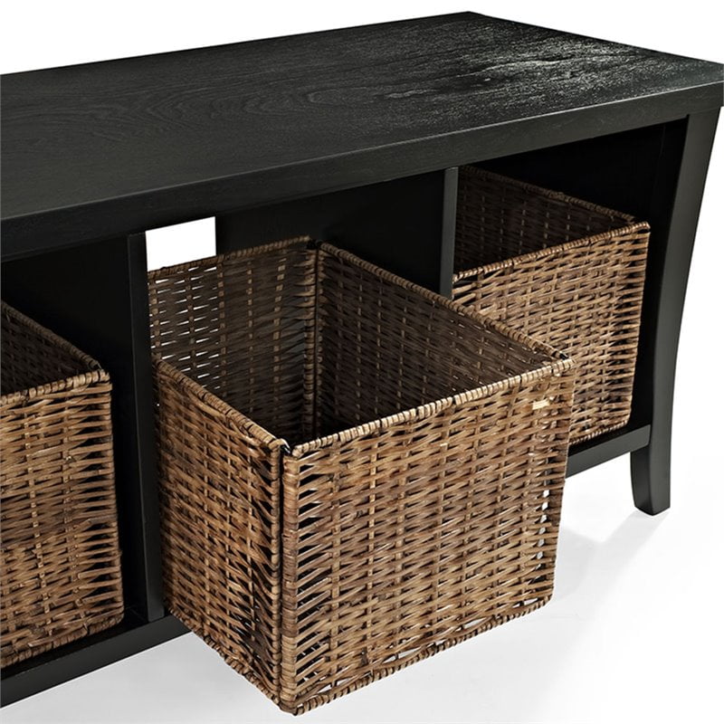 Crosley Wallis Storage Entryway Bench With Baskets In Black