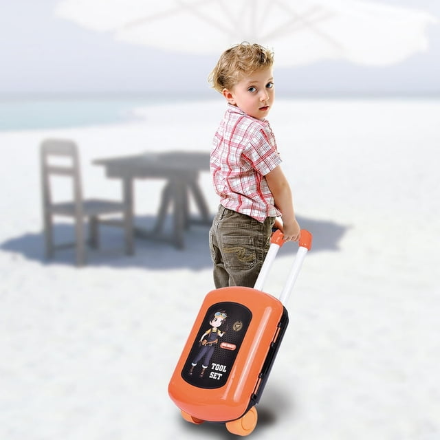 POINTERTECK 2-in-1 Engineer Pretend Play & Suitcase With Inertial Drill Construction Tools