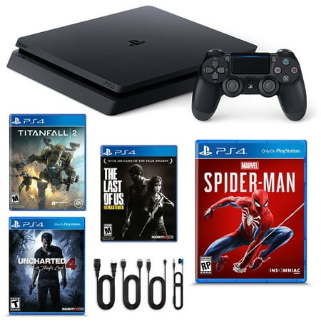 Playstation 4 1TB Spiderman Console with Titanfall 2, Uncharted: A Thiefs End and The Last of (Ps Vita Console Best Price)