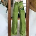 thumbnail image 2 of ManxiVoo Plus Size Printed Pants for Women Loose Fit Flare Leg Carnival Jeans Style Casual Wide Leg Trousers M Size Green, 2 of 4