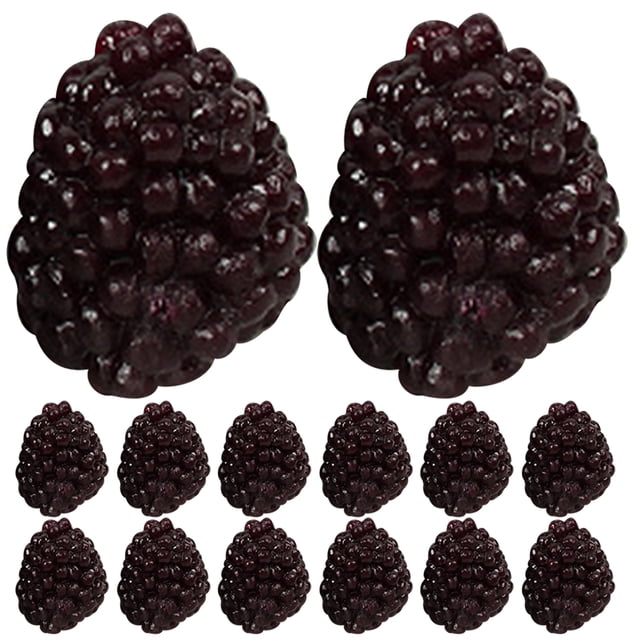 Miangastore Artificial Fruits For Decoration Lifelike Raspberry Model Black 18Pcs 0.9Inch