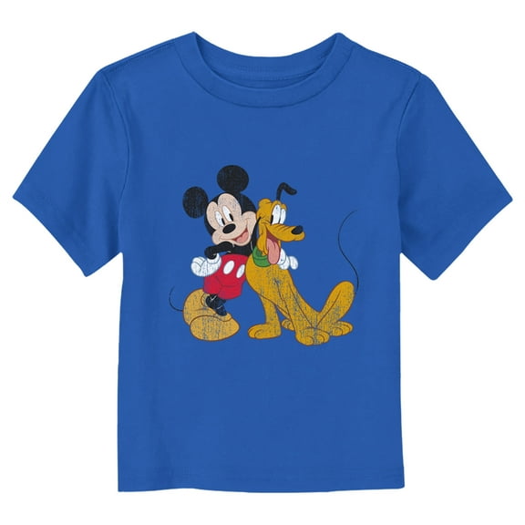 Toddler's Mickey & Friends Mickey and Pluto Graphic Tee Royal Blue 4T