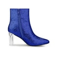 thumbnail image 3 of BLISSFUL STEP Women's Clear Block Heel Ankle Booties Pointed Toe Party Shoes Blue 8, 3 of 7