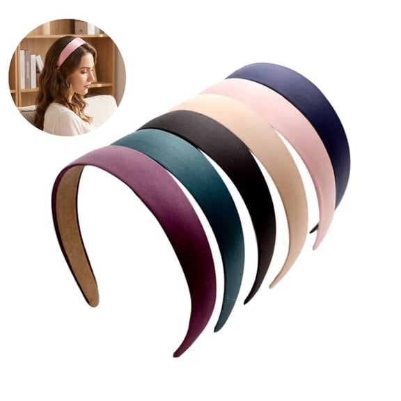 Plumilo Headbands for Women Non Slip, 6 Pack Wide Fabric Headbands, Soft Stretch Womens Headbands for Daily Wear, Workout and Makeup
