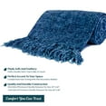 thumbnail image 4 of PAVILIA Blue Chenille Throw Blanket for Couch, Soft Blue Knit Blanket with Tassel Fringe, Woven Chenille Knitted Decorative Blanket for Sofa Bed Living Room, Decor Gift, 50x60, 4 of 7