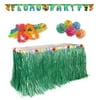 Luau Party Skirt and Banner set 27pc Plastic Decoration Pack, Green Rainbow
