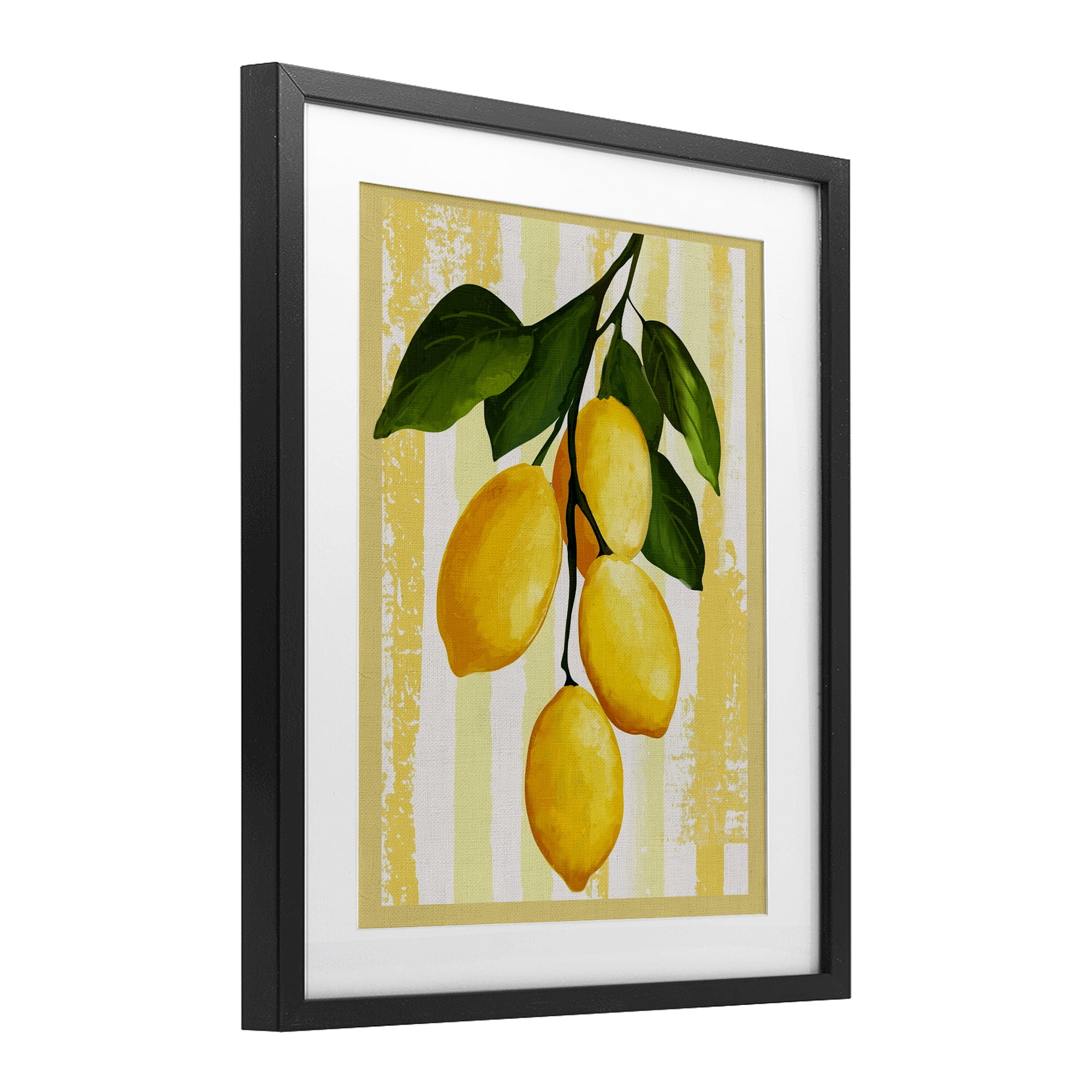 Stupell Industries Lemons on Green Branch Black Framed Print Under Glass, design by Yen