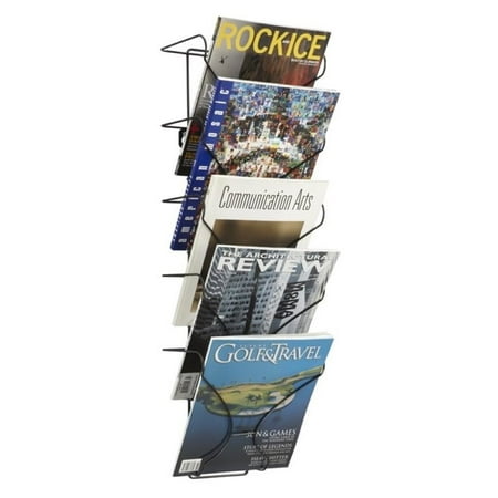 Overlapping Magazine Display - Pemberly Row 5 Pocket Wall Display Magazine Rack in Black