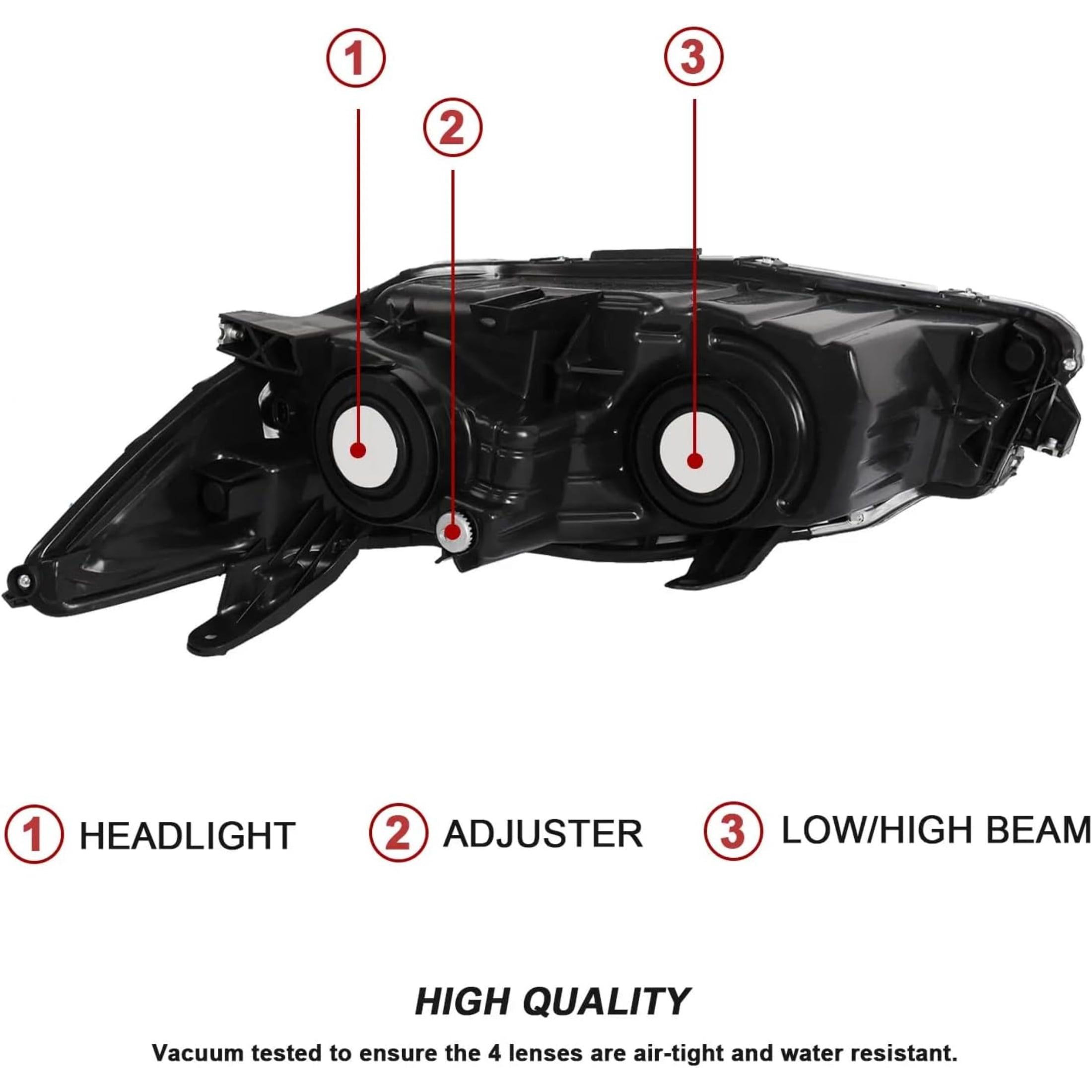 HOUGEET Headlight Fit for Toyota Camry 2015-2017 Left Side Headlamps Assembly Head Light Chrome