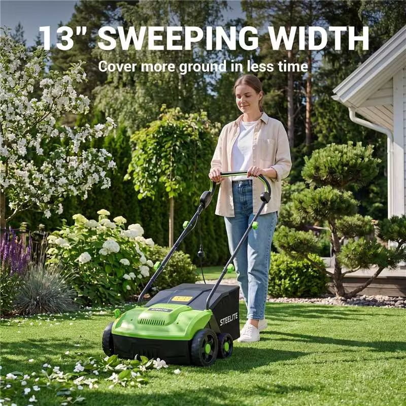 Steelite Artificial Turf Sweeper, 13" 10A Corded Electric Artificial Grass Sweeper Vacuum,Turf Brush for Artificial Grass Cleaning with 5 Height Adjustment