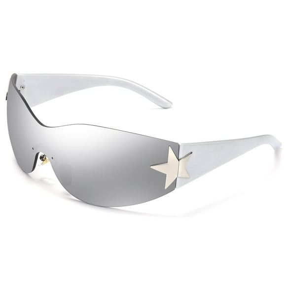 Gafas de sol LIKSMU sin montura Y2K Fashion con lentes plateadas espejadas