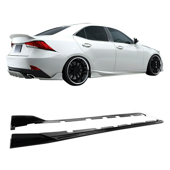 Ikon Motorsports Side Skirts Splitters Fits 2014-2020 Lexus IS200t IS250 IS300 IS350 Sedan, Artisan Style Gloss Black PP Rocker Panel Extension 2PCS