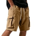 thumbnail image 2 of Sheghy Cargo Shorts for Men 100%Cotton Men's Solid Color Casual Sports Elastic Waist Drawstring Pocket Workwear Shorts, 2 of 7