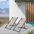 thumbnail image 2 of PURPLE LEAF Patio Sling Chairs Set of 2 Outdoor Portable Folding Adjustable Beach Chairs Polyester Fabric Aluminum Frame Reclining Chair with Cushioned Headrest, Beige, 2 of 8