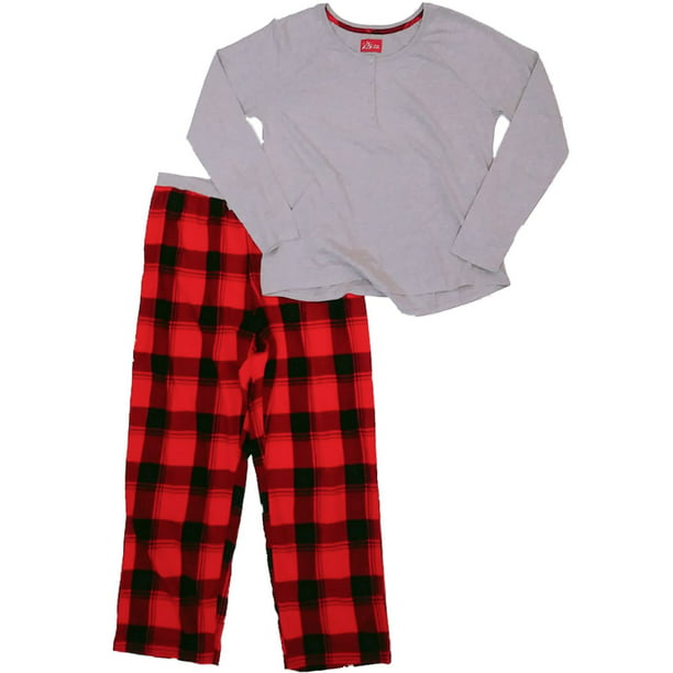 Cozy Cabin - Womens Red Black Tartan Plaid Pajamas Flannel Checker ...