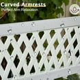 thumbnail image 4 of ZYPPPA  Outdoor Bench, 47" Iron Steel Frame Garden Bench with Mesh Pattern and Plastic Backrest Armrests, Patio Bench for Garden Park Yard Front Porch Patio, White, 4 of 17