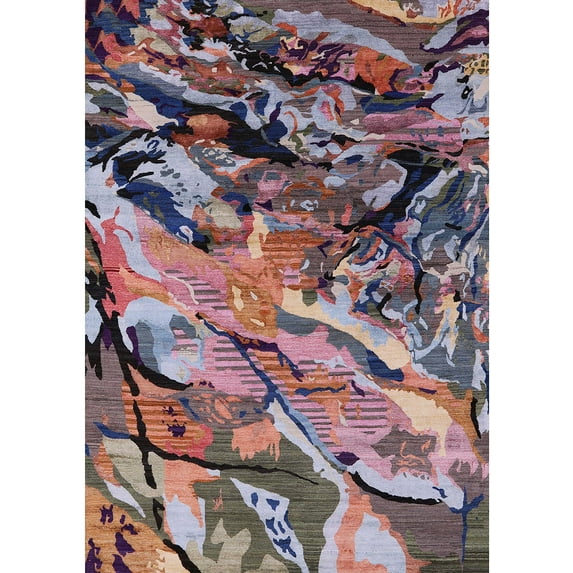 Ahgly Company Indoor Rectangle Mid-Century Modern Maroon Purple Oriental Area Rugs, 4' x 6'