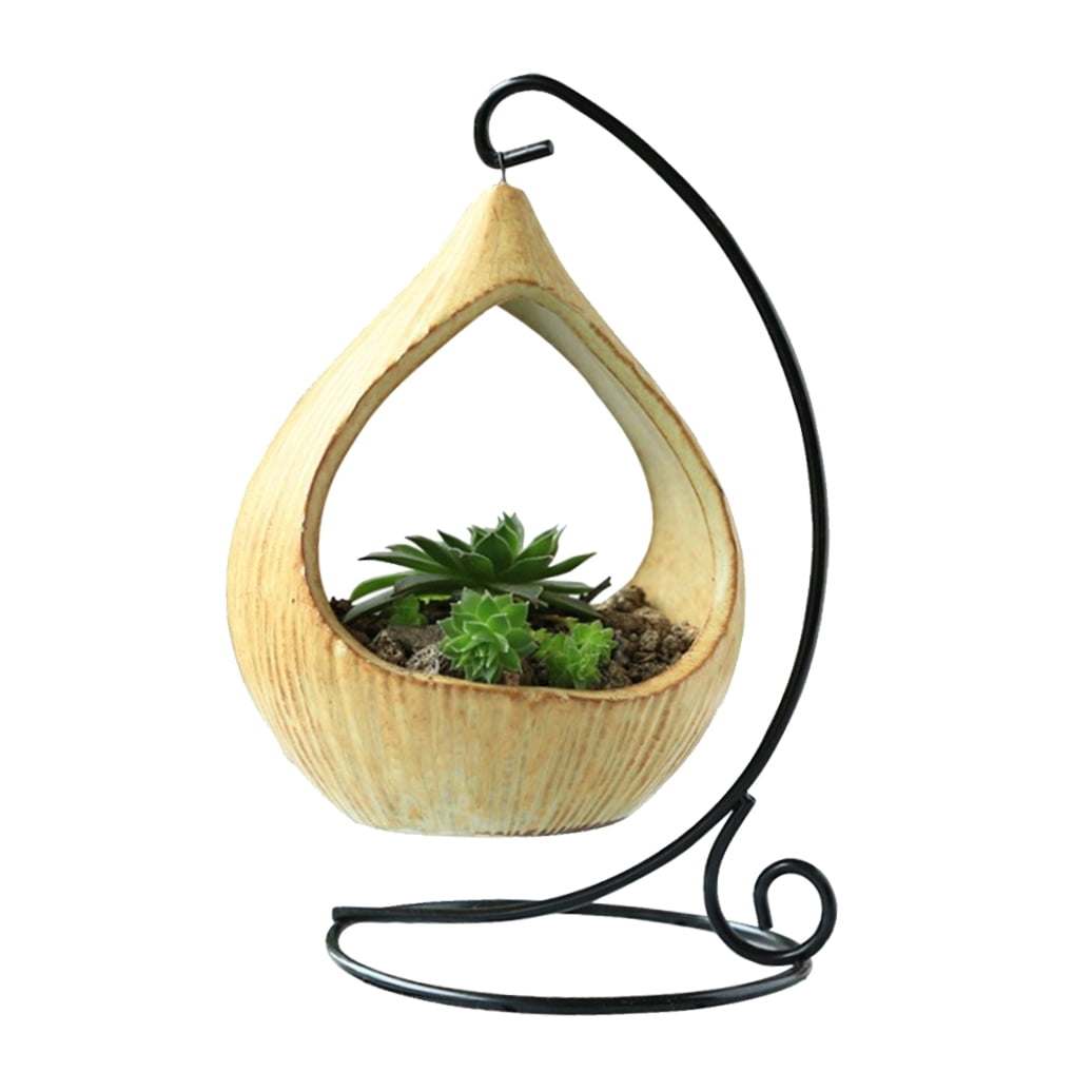 FRCOLOR Ceramic Hanging Basket for Plants Suitable for Home Office Decor Mini Planter 4.5 inch
