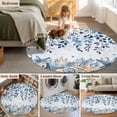 thumbnail image 5 of Round Area Rug 4 Ft, Blue Coastal Starfish Washable Non-Slip Circle Carpet for Living Room/Bedroom, Beach Nautical Shell Eucalyptus Ocean Low-Profile Crawling Mats Collection Rugs for Indoor, 5 of 8
