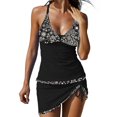 thumbnail image 1 of Women Sexy Tankini Swimsuits With Skirt 2 Piece Swimwear Color Block Bathing Suits, 1 of 6