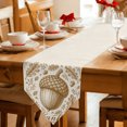 thumbnail image 2 of Brown Thanksgiving Table Runner Linen Burlap Table Runner 90 Inches Long Farmhouse Fall Cones Leaves Berry Dresser Scarves for Kitchen Island Coffee Dining Room Party Holiday Decoration 13"x90", 2 of 8