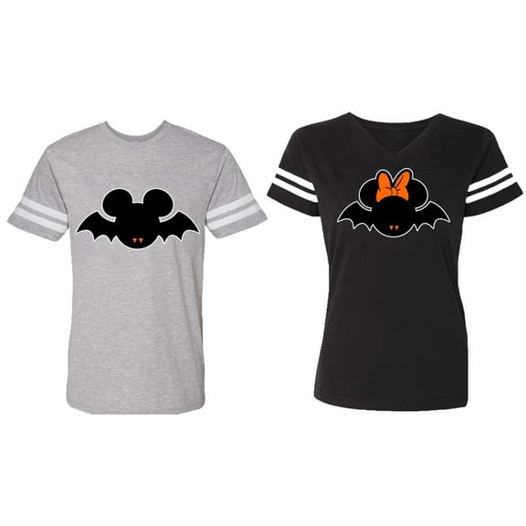 Matching Couple Cotton Jerseys (Men Heather / Women Black) (Men S / Women S)