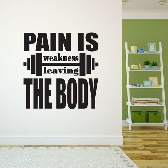 Boys Pain is weakness leaving Body Active Quotes & Sayings Wall Decal Decoration Exercise Workout Fitness Motivational Wall Decal Lasts Years and Easily Removable - Size: 10 In(W) x 10 In(H)