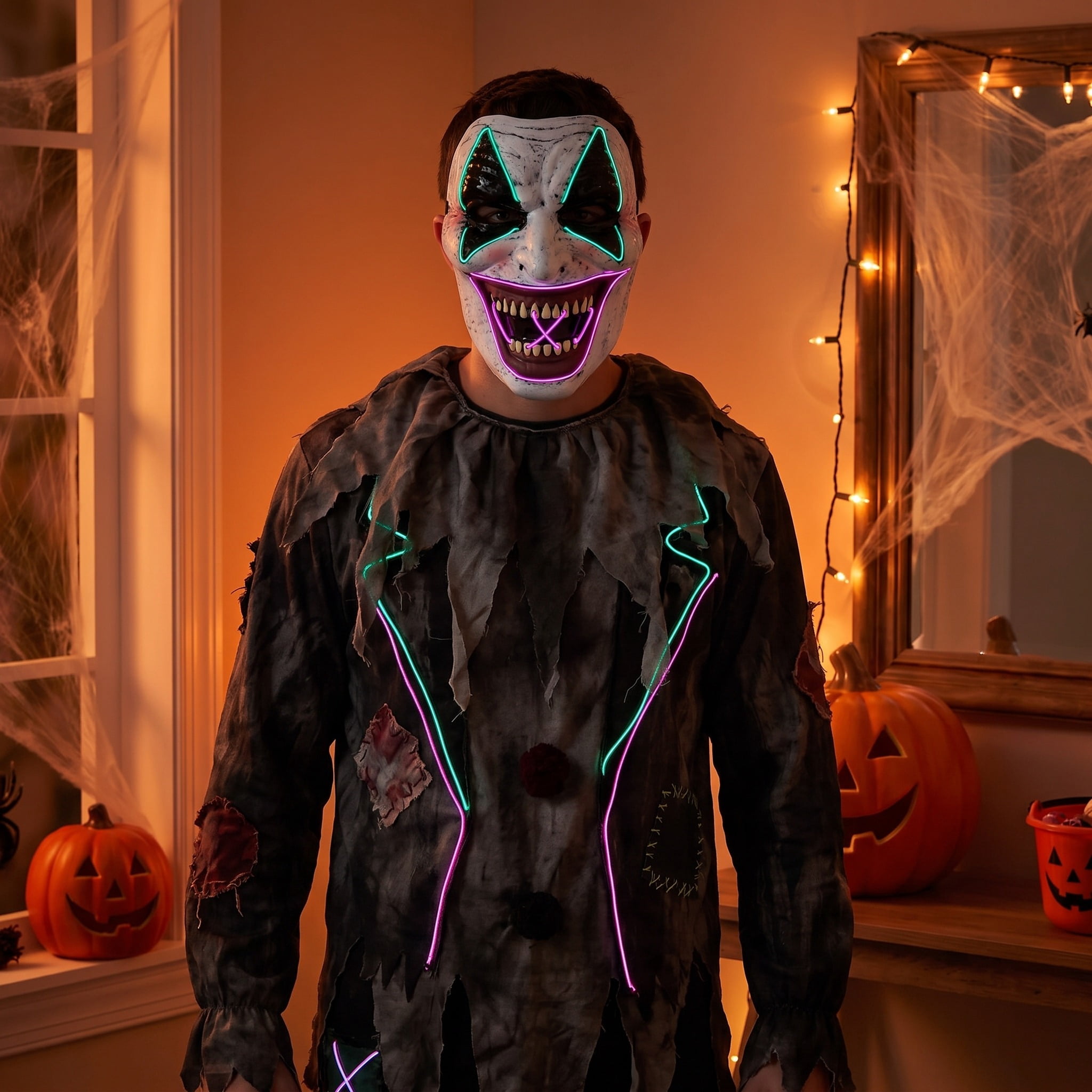 Light-Up Clown Mask Costume Accessory for Adults, Multicolor, Halloween by Way To Celebrate
