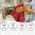 thumbnail image 3 of SupremePlus Luxury 550 GSM 16" x 27" 100% Ring Spun Cotton Hand Towels, Red 12 Count, 3 of 7